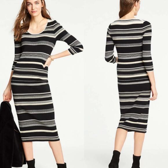 Ann Taylor Dresses & Skirts - Ann Taylor Striped Scoop Neck Sweater
Dress - Midi Women’s Size M